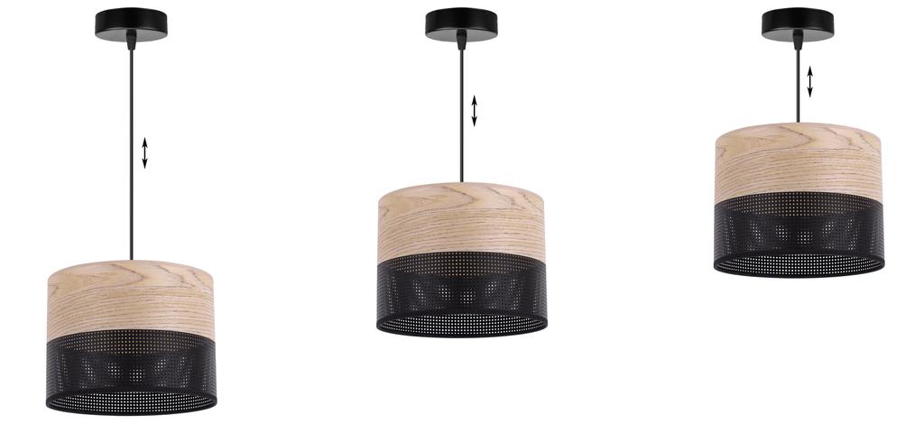 Single Hanging Lamp Classic Oak Veneer Lampshade 20Cm