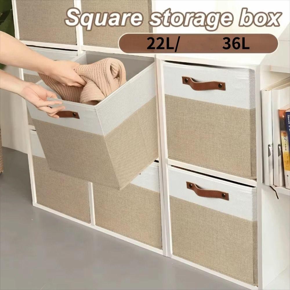 Foldable Clothes Storage Bin Large Capacity Toys Sorting Box Linen Fabric Storage Basket  Key