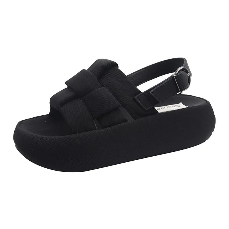 Fashion High-End Roman Style Women's Sandals Summer Outdoor Wear Thick Bottom Heightening Woven Beach Vacation Slippers