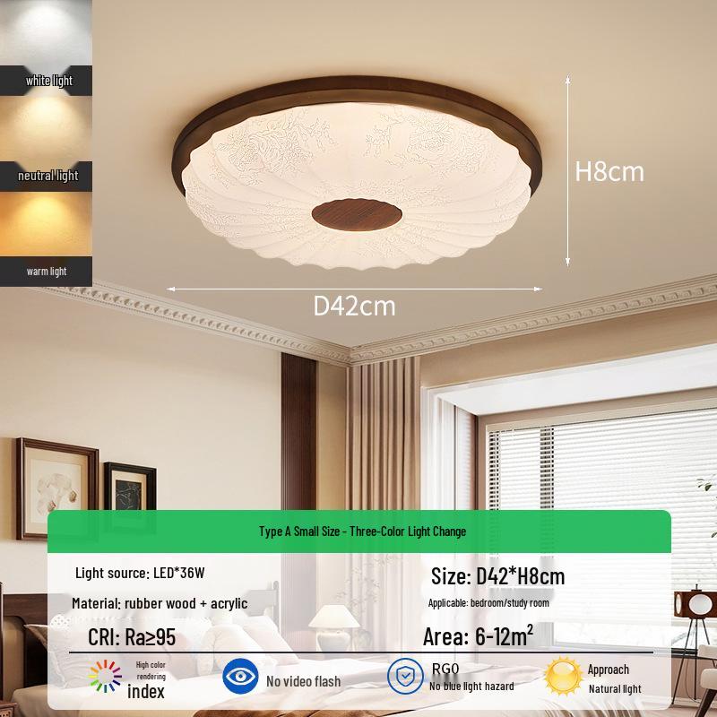 French Mid-Century Ceiling Light with American Retro and Song Dynasty Style - Eye-Friendly Lighting for Bedroom, Dining Room, or Study.