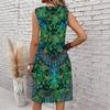 Plus Size V Neck Sleeveless Dress Green Hills Waterfall Natural Print For Outdoor Nature Exploration