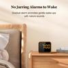 Modern White Noise Wooden Sound Machine Alarm Clock Gentle Wake-Up with Space-Saving Design for Desk Use Electronic Movement