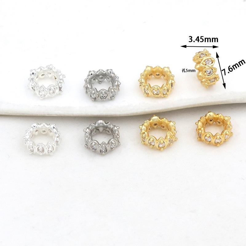 Farbechtheit k Echtgold mikro-eingefasster Zirkon Fassperlen Straße durchbohrt kleine Taille Kristallarmband DIY Perlenabstandshalter mit Perlen C