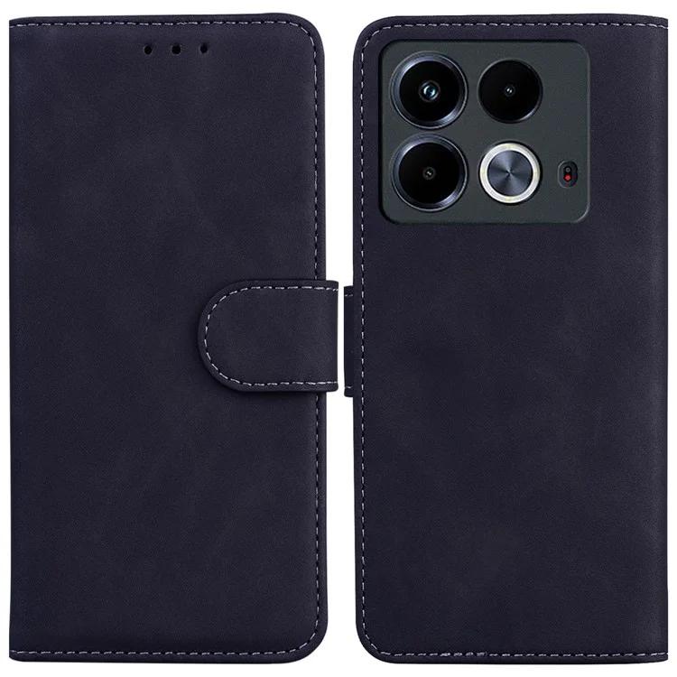 

For Infinix Note 40 Phone Case Solid Color Leather Cover with Wallet - Black