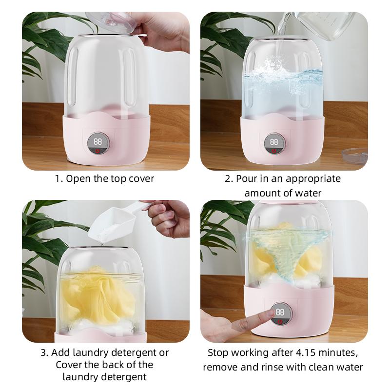 Mini Portable Washing Machine Rechargeable Travel Washer for Underwear Socks Small Laundry Bucket with Dehydration Function