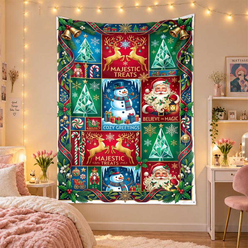 Christmas Printed Tapestry Wall Hanging For Bedroom Living Room Wall Decor Holiday Gift