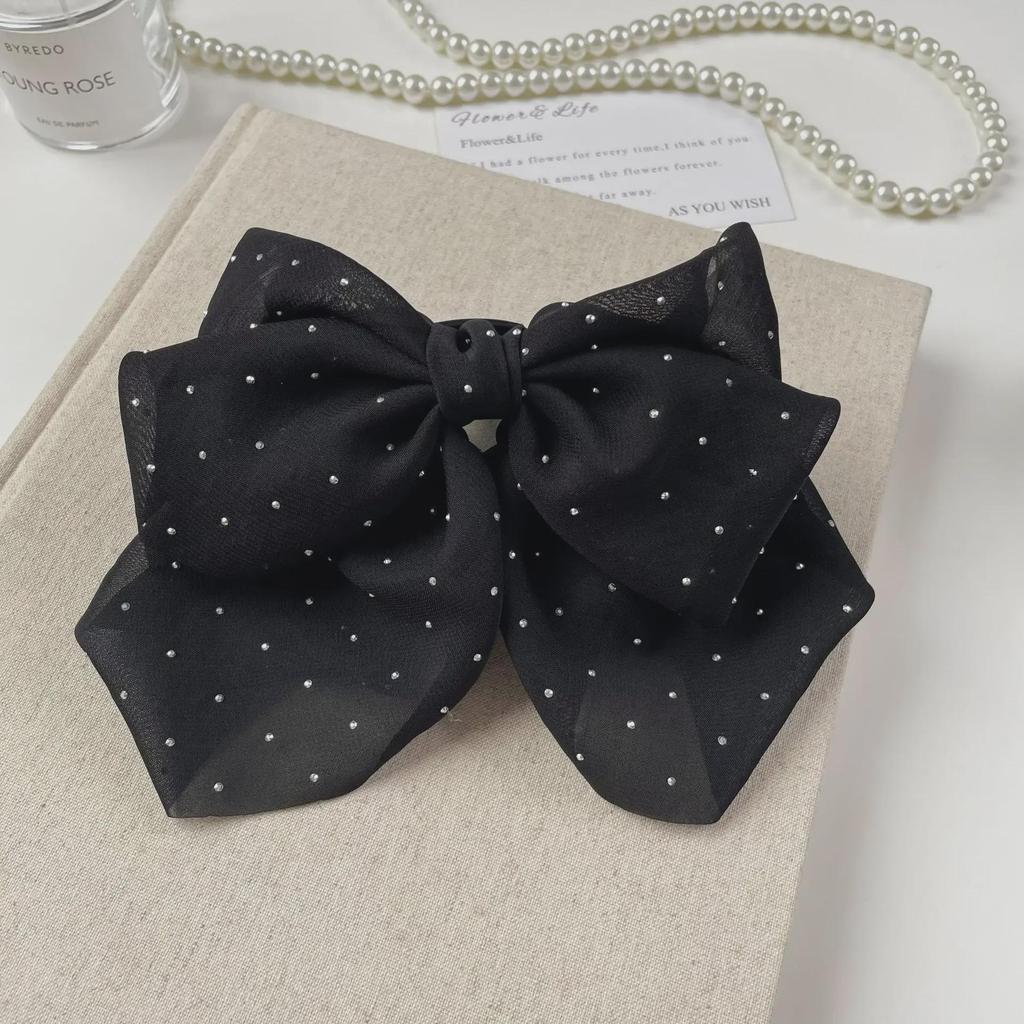 Elegant Korean Sweet Multi-Layered Bow Hairpin with Sequins - High-Grade Spring Clip Design for Women