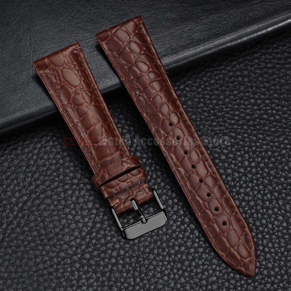 Crocodile Pattern Design Leather Watch Strap 18mm 19mm 20mm 21mm 22mm Soft Watchbands Business Wristwatch Band with Pin Buckle
