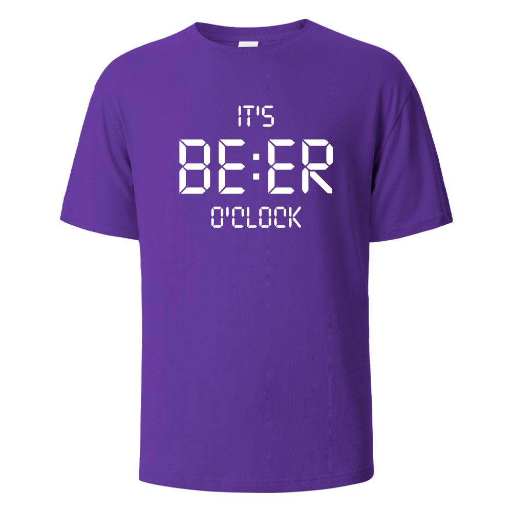 Its Beer Oclock Print TShirt 100 Cotton Summer Tees For Men Women Oversize Casual Tops