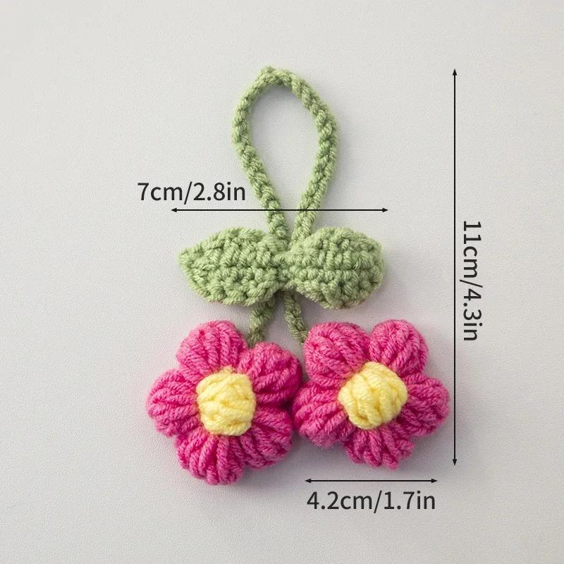 Crochet Flower Keychain Lily Of The Valley Orchid Pendants Car Hanging Decoration Wedding Gift for Guests Knitted Flower Gift