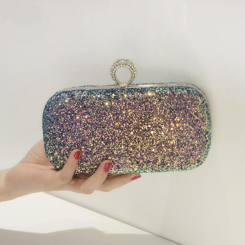 Evening Pink Clutch Designer Bags Women Luxury Purse Bling Sequins Handbag Fashion Shoulder Crossbody Small Phone Bag