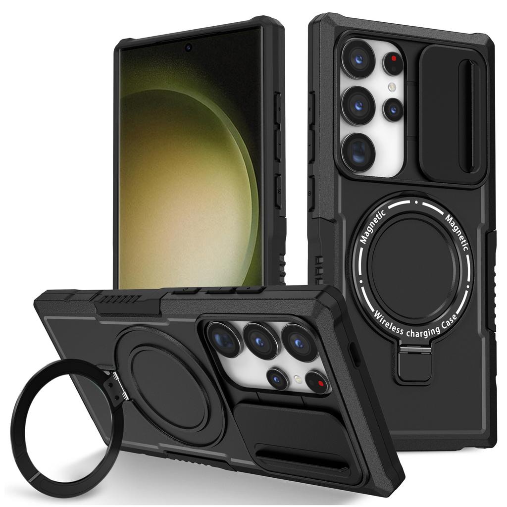 For Samsung Galaxy S24 Ultra Case PC+TPU Phone Cover with Lens Lid Compatible with MagSafe