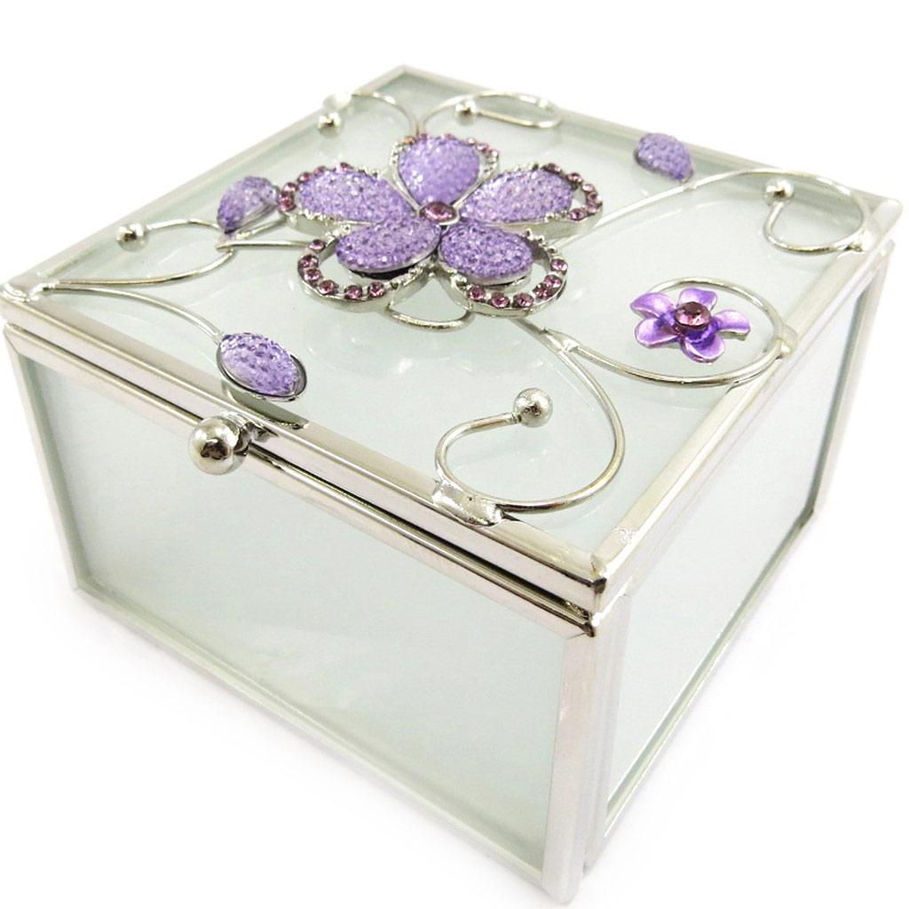 Les Trésors De Lily [L6490] - Purple 'Belle De Soie' Jewelry Box - 8x8x5 Cm