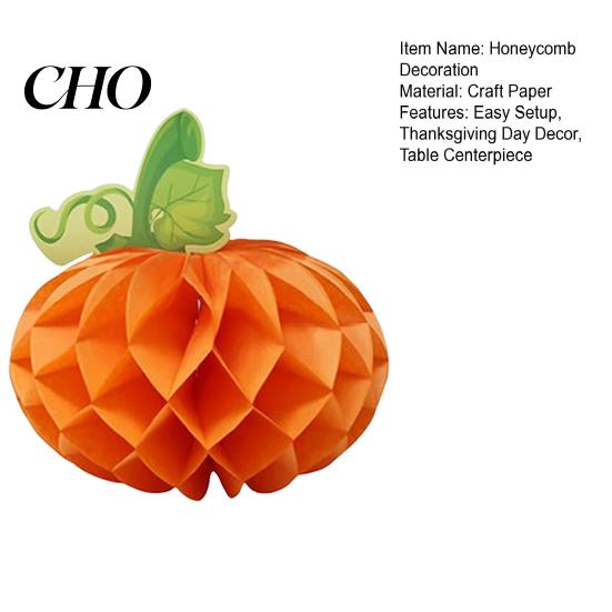 Thanksgiving Home Decor 3D Honeycomb Pumpkin Yellow Orange Decoration Centerpiece Table for Halloween Party Supplies