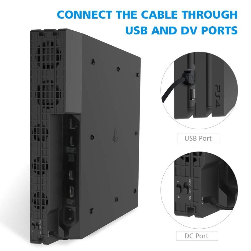 PS4 Pro Cooler, Play Station 4 Pro Cooling Fan USB External 5-Fans Super Turbo Temperature Cooling Fan for PS4 Pro Console