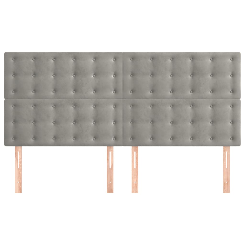 Vidaxl Bed Headboards, 4 Pcs, Light Gray, 90X5X78/88 Cm, Velvet