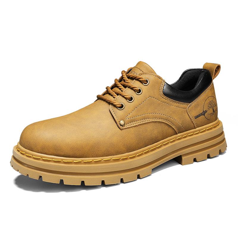Duże jesienne męskie buty codzienne skórzane buty z szerokim noskiem Brytyjska podwyższona platforma odporne na zużycie i antypoślizgowe buty męskie