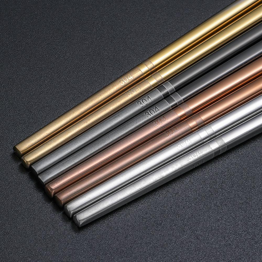 1Pair Luxury Laser Engraving Chopsticks 304 Stainless Steel Chinese Chop Sticks Hollow Anti Scald Reusable
