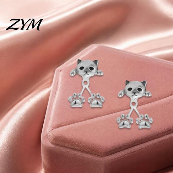 Minimalist Versatile Jewelry 1 Pair Cute Funny Cat Earrings for Women, Teens Girls, Creative Lover Gifts Mini Animal Stud Earrings, Statement