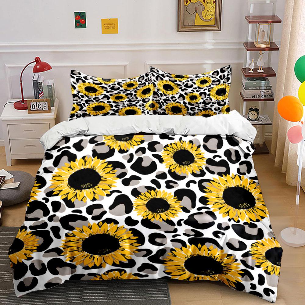 Sunflower-Themed Bedding Set For Bedrooms Exquisite Three-Piece Bedding Set Gift For Kids And Adults