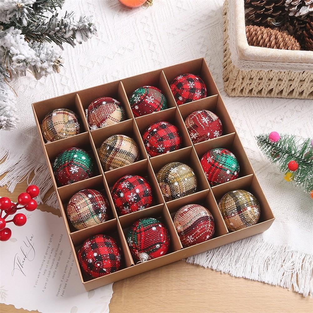 Foam Christmas Ornaments Set of 9 with Fun Plaid Designs for Decor