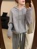 2025 Women's High-End European Style Pure Wool Hooded Sweater – Thick, Loose Knitwear for Autumn/Winter