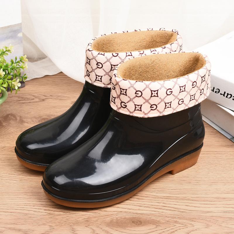 Low Tube Rain Shoes Women's Rain Boots Women's Short Tube Water Shoes Fashion Outer Overshoes Non-slip Rubber Shoes for Daily Work