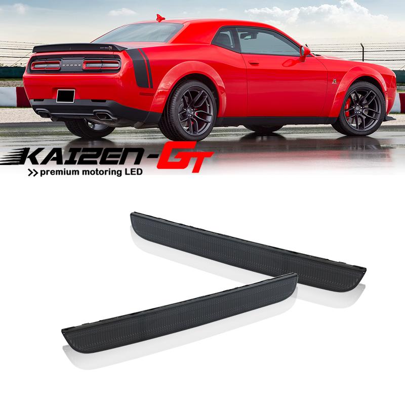 Smoked Lens Car Rear Bumper Reflector Light Tail Brake Light Cover Housings Kit For 2015-2022 Dodge Challenger No Bulb / Socket