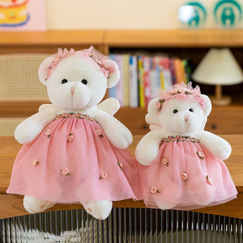 Adorable Soft Plush Rabbit And Bear Dolls In Floral Dresses For Unique Gifts