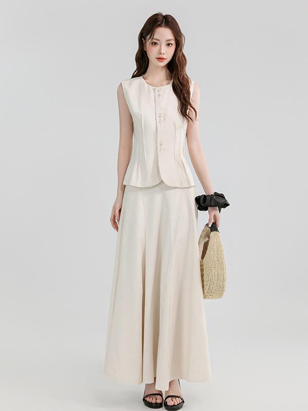 

Elegant Linen Summer Blouse & Midi Skirt Set Medium