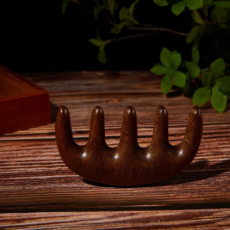 1ks Head Meridian Massage Comb Sandalwood Hřeben s pěti širokými zuby Antistatický