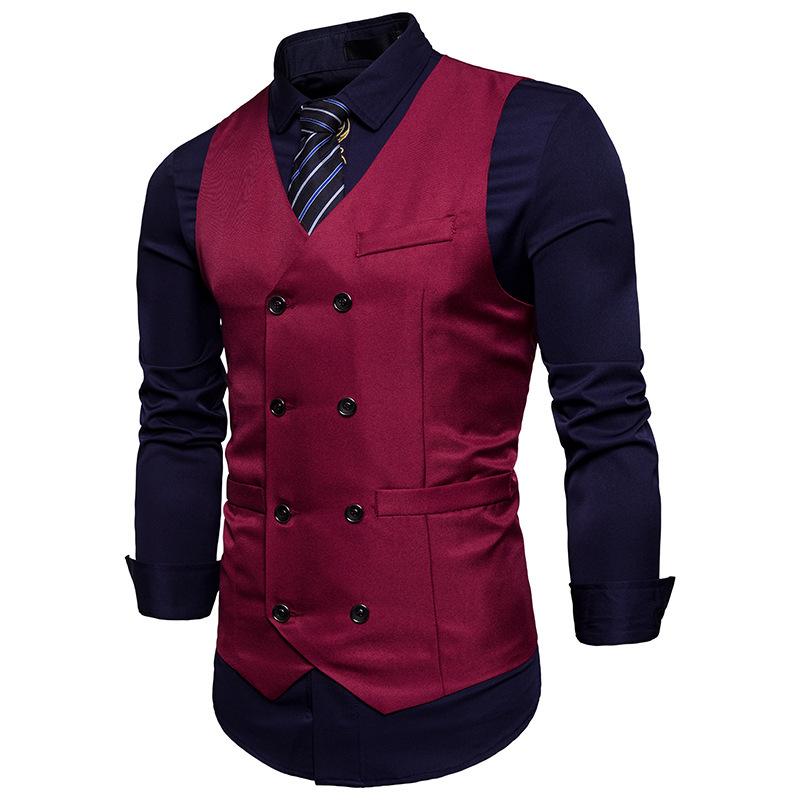 2021 Men's Double-Breasted Formal Vest Waistcoat