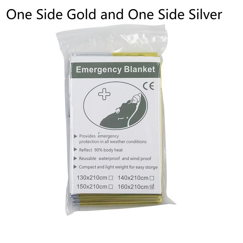 Gold/Silver Emergency And Survival Foil Thermal Space Blanket Camping Blankets For Outdoors Hiking Marathons All Weather Conditi
