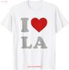 I Heart LA Souvenir Men Distressed Love Los Angeles T Shirt  Vintage Washed Fashion Casual Stretched Slightly Homme