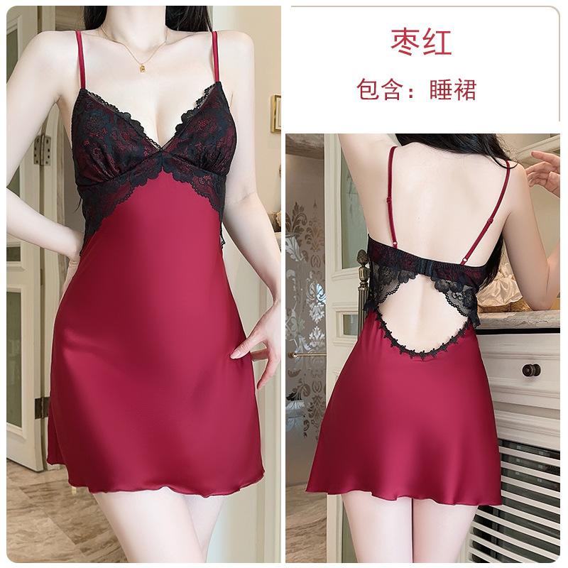 Women's Plus Size Satin Lace Trim Padded Sleep Dress with Robe Lounge Set