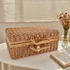 Imitation Rattan Woven Storage Box Vintage Handwoven Case Home Storage Basket Retro Style Decorative Suitcase Hand Gift Box