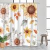 1Pc Autumn Sunflower And Leaves Shower Curtain - Polyester Fabric, Machine Washable, Suitable For Bathroom Decoration