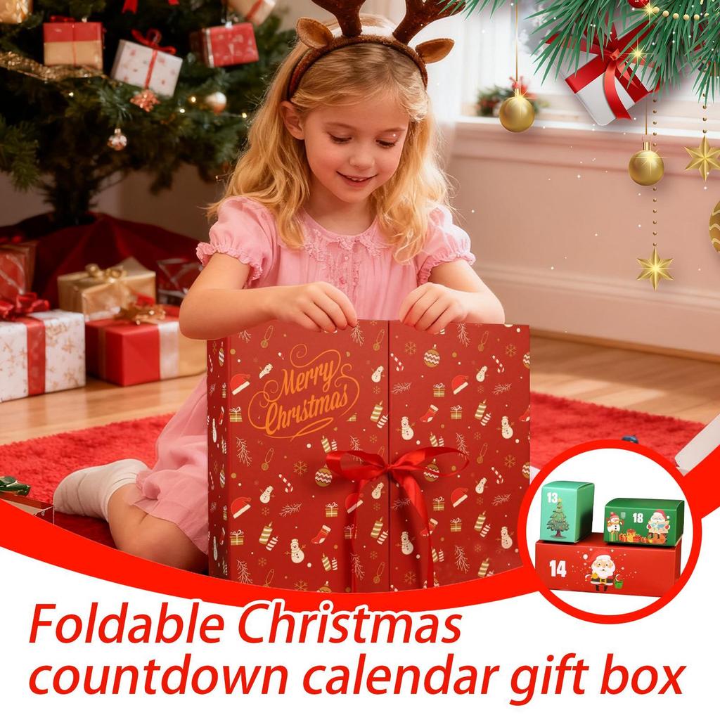 Blank Cardboard Advent Calendar Boxes - 24 Days Foldable DIY Christmas Countdown Calendar for Kids to Fill with Candy, Toys