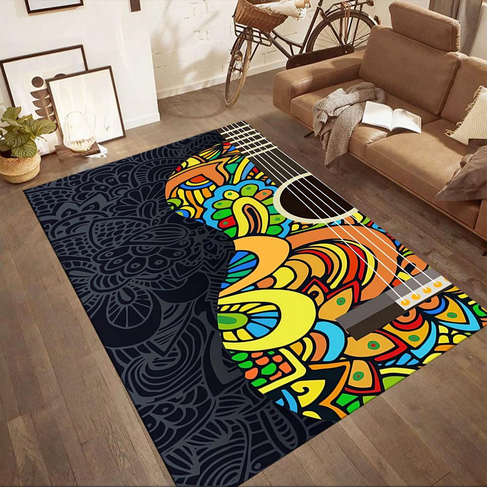 Electric Guitar In Flames Floor Mats for Living Room, Bedroom and Room Decoration Are Suitable for Gifts.