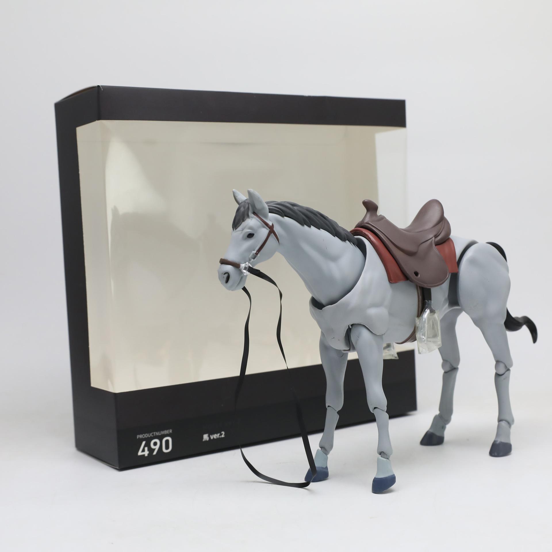 Sketch Art Painting, Sketch Horse, Gray-Blue Horse, Movable Joints, Desktop Art Model Ornament Boxed Figure