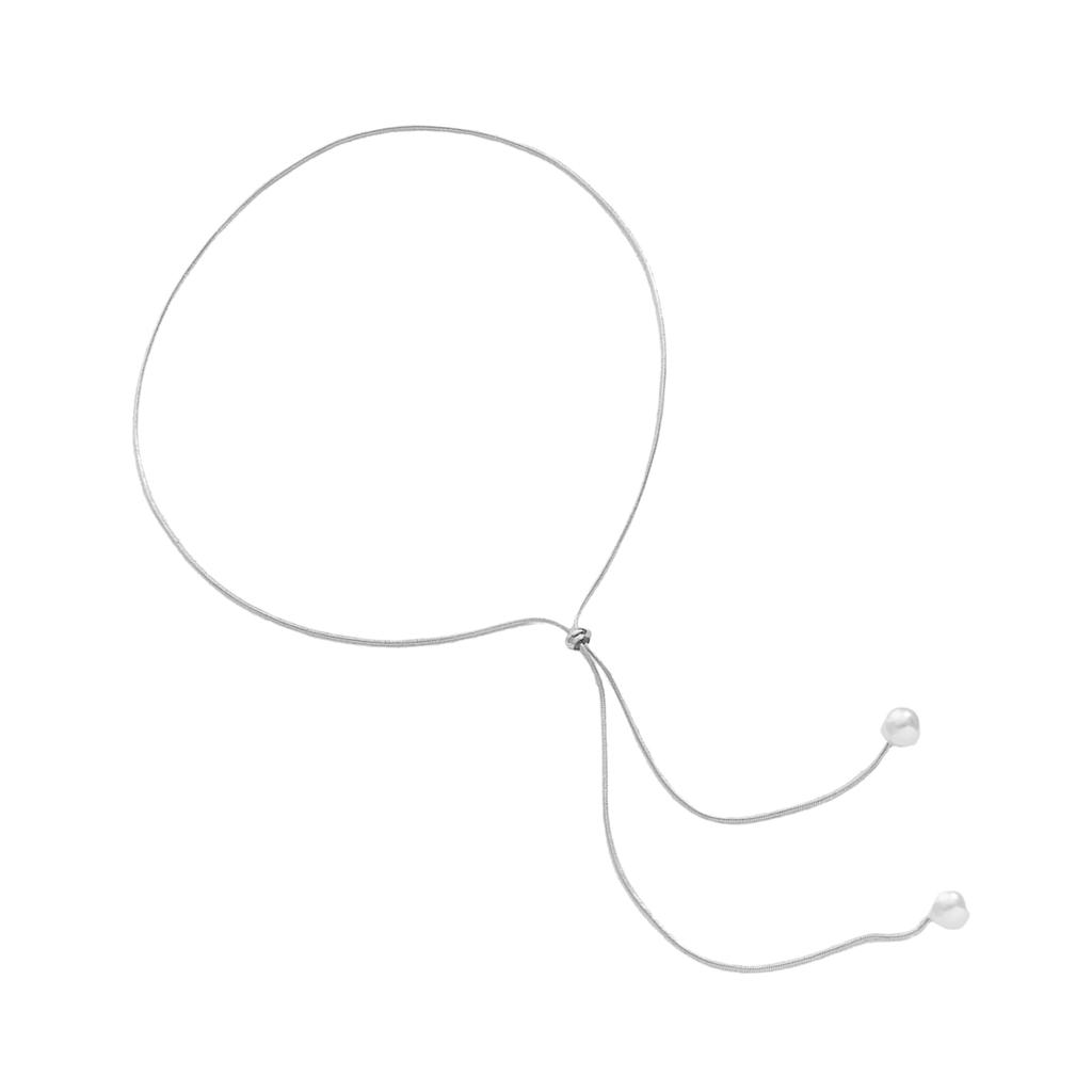 Elegant Pearls Tassel Choker Necklace Alluring Pearls Lariat Necklace Unique Neck Jewelry for a Chic and Modern Appeal