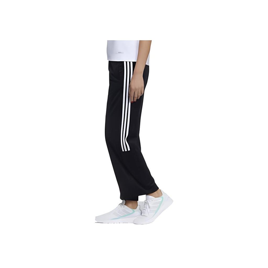 Adidas Logo Embroidered Straight Leg High Waist Knitted Sports Pants Women Pants Black GK8762