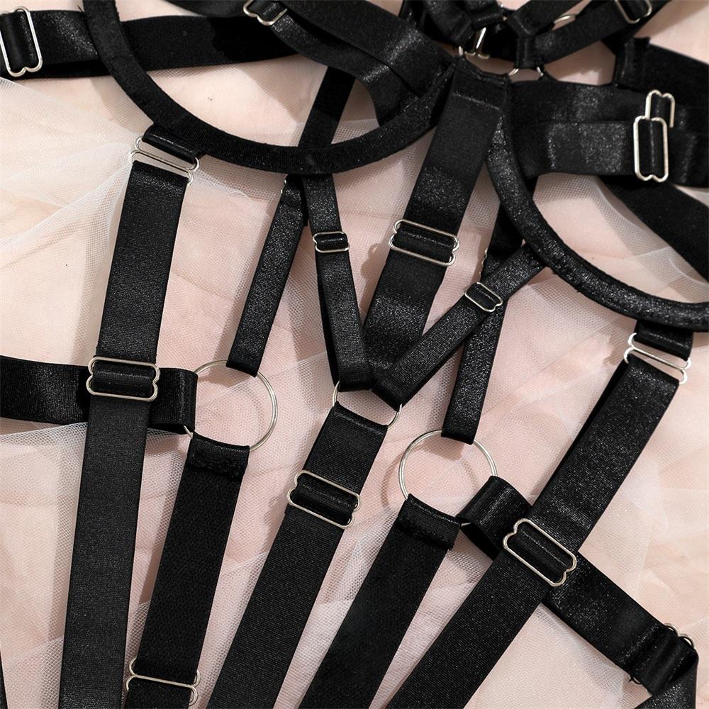 Aduloty Sexy Teddy Bodysuit for kvinner Sommer hult perspektiv Erotisk dameundertøy Svart Temptation Slynge bøyle BH Undertøysett