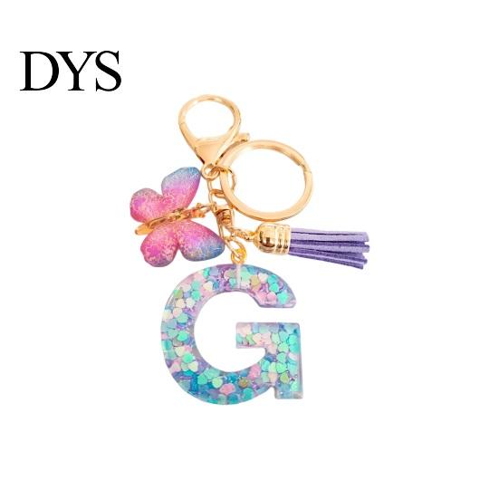 Mobile Phone Charm Butterfly Initial Letter Keychain Pendant Exquisite Practicality Backpack School Relief Craftsmanship Bag Decoration Purple