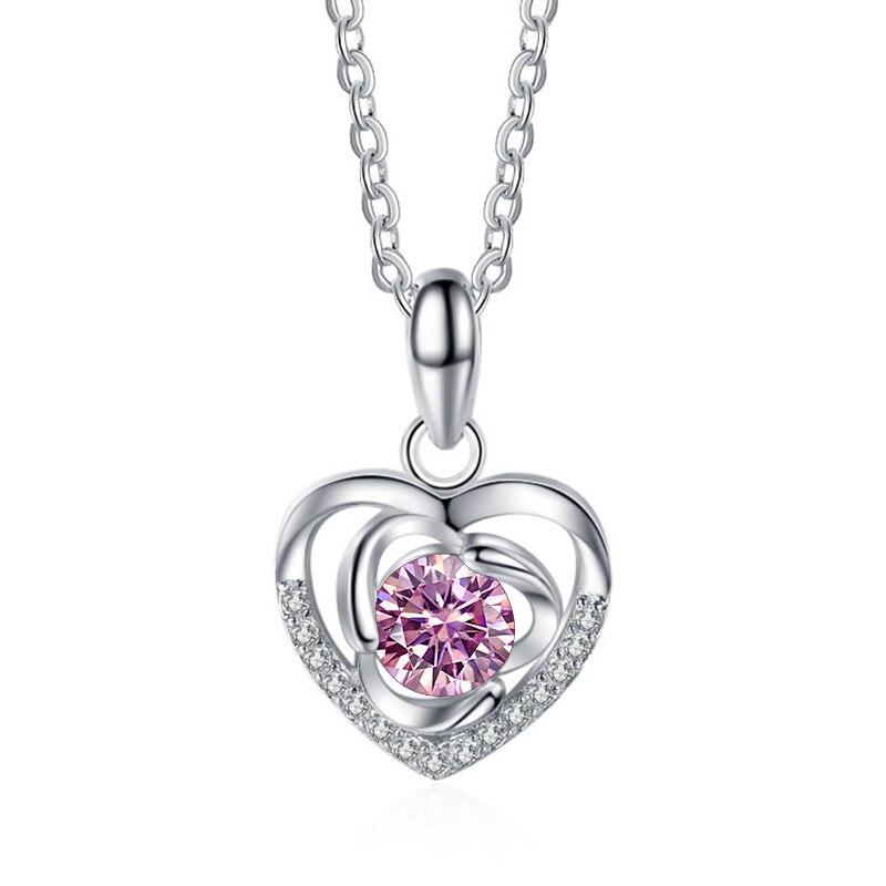 Bague Ringen 1.0ct Heart Moissanite Pendant For Women Sparkly Imitation Diamond Jewelry 925 Sterling Silver Fine Jewelry Gift