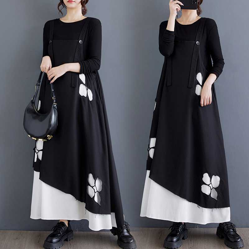 

Simple and Versatile Loose Plus Size Camisole Dress one size чорний