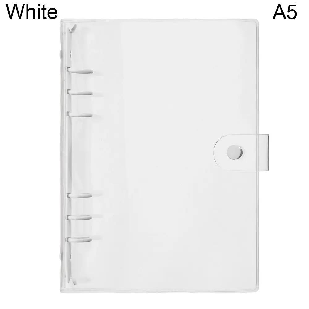 A5 A6 Transparent PVC Loose-Leaf Notebook Cover Folder 6 Ring Binder Pockets Journal Planner Storage File School Stationery