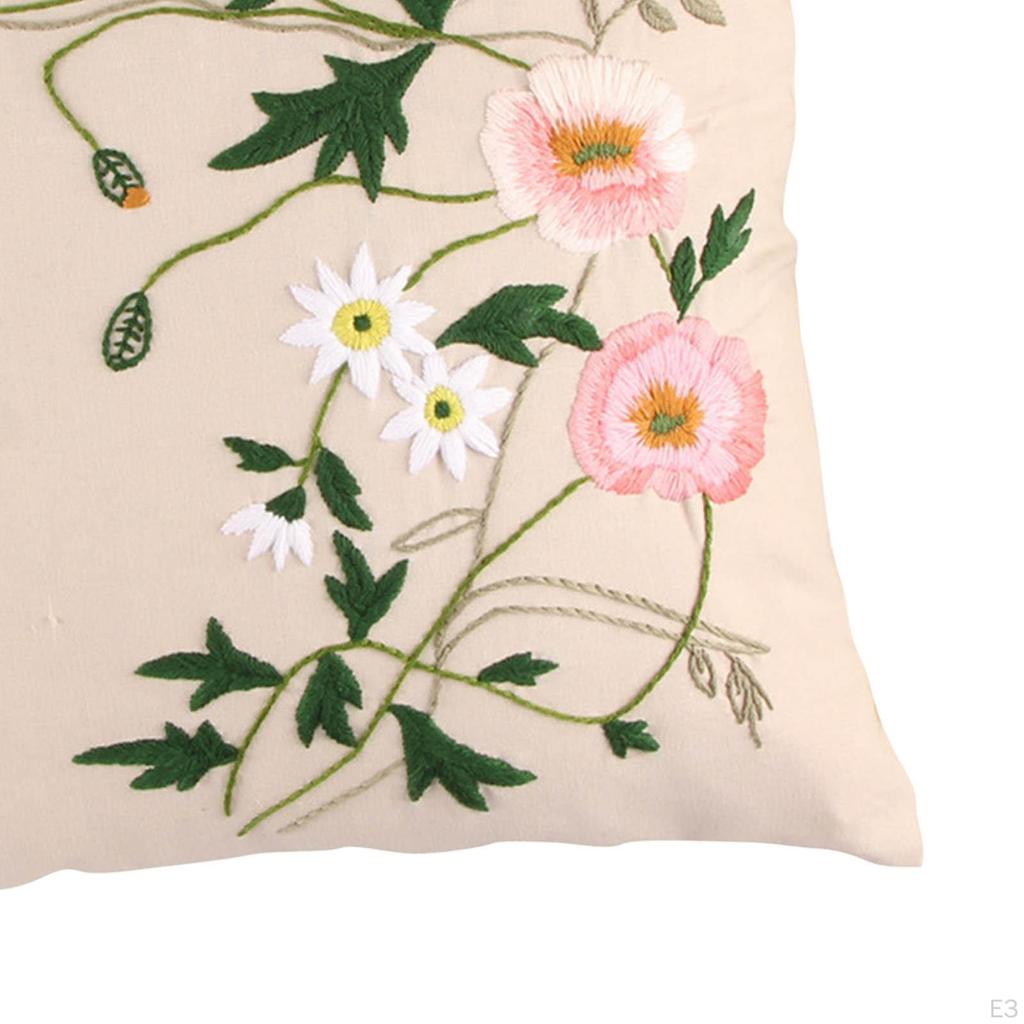 Embroidery Pillowcase Beginner Kit DIY Handmade Stamped Pillow Cover Stitch Home Living Room