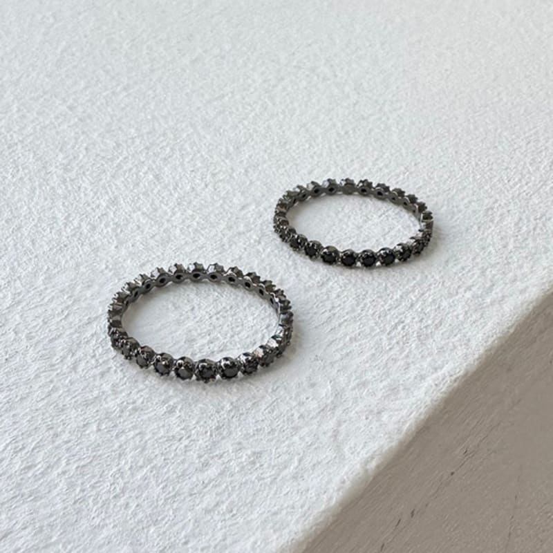 Geegee [argint925] inel tenis cubic negru