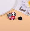 Romantic Confession Cartoon Cup, Cat Brooch, Cute Pink Hearted Little Cat Cluster for Couples' Clothes, Bags and Cartoon Badges
